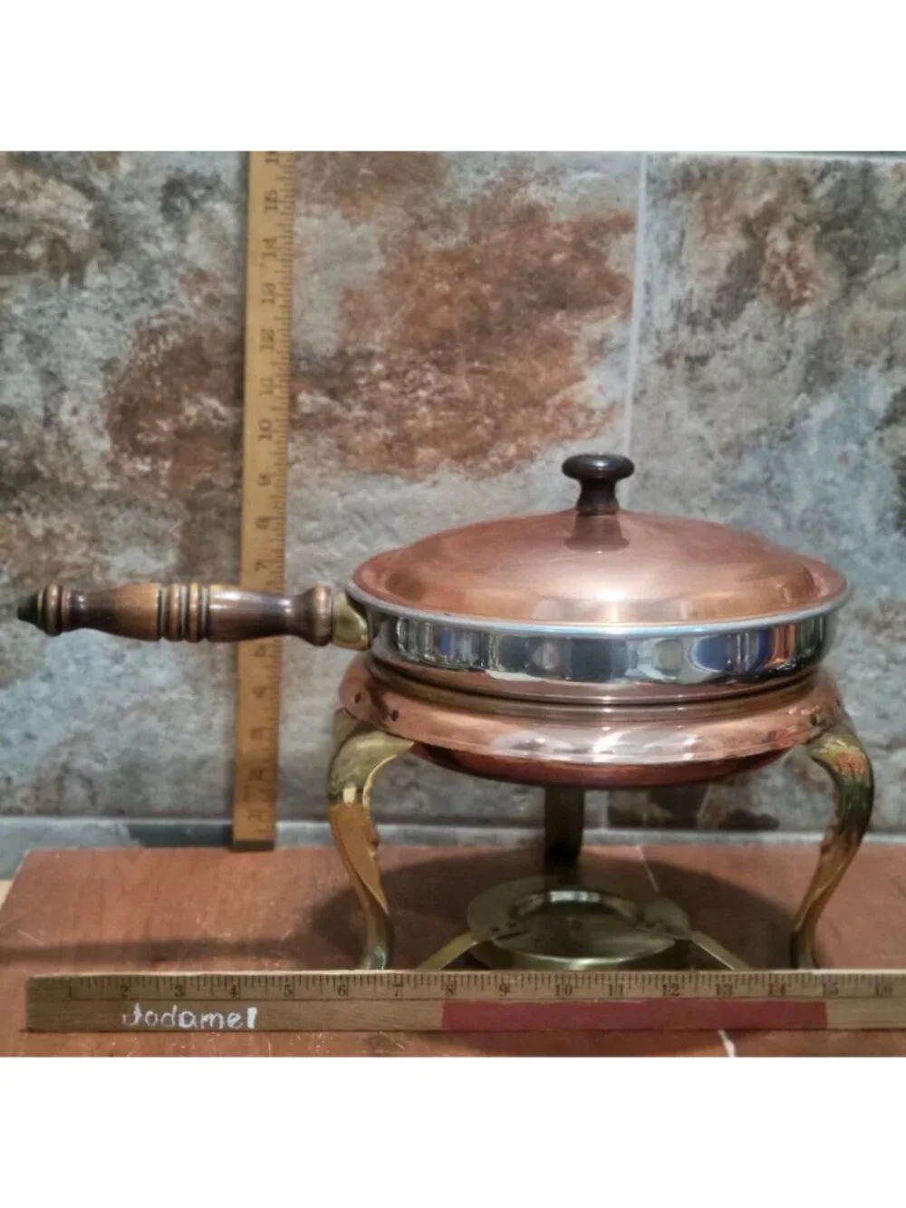 Vintage Copper Brass Chafing Pan Buffet Server Food Warmer